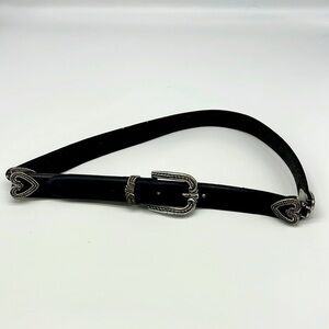 Brighton - Vintage  Leather Silver Buckle And Hearts Belt Size Medium